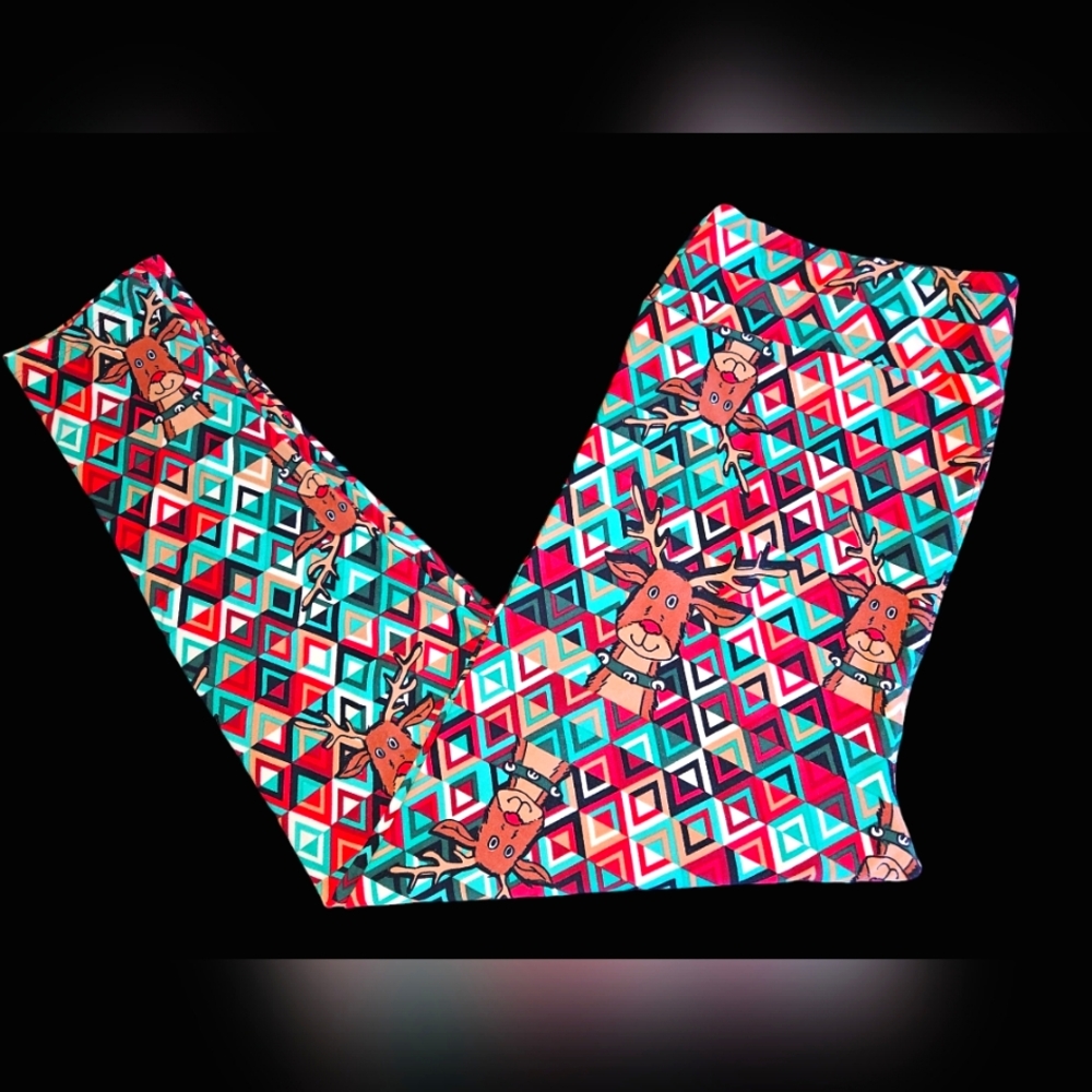 Lularoe XL Reindeer multi-colored leggings